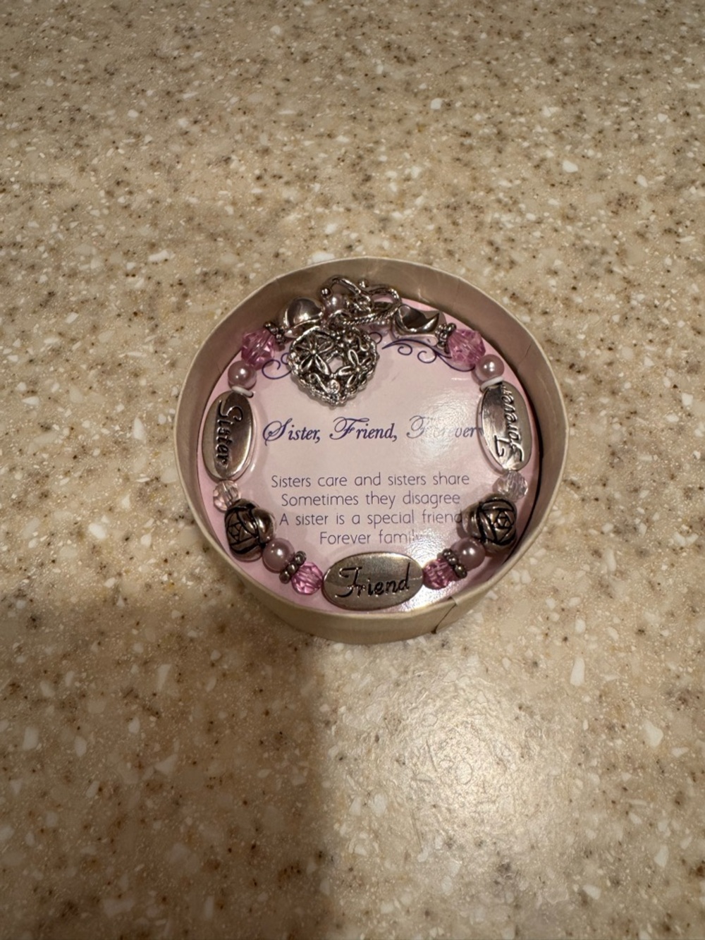 Expressively Yours ‘Sister Friend Forever’ Pink Beaded Charm Bracelet